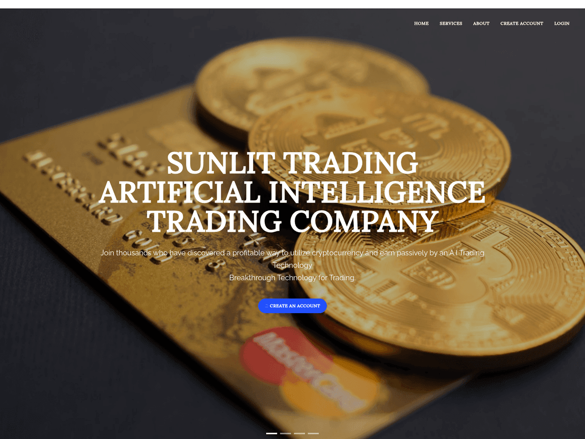 Screenshot der Webseite Sunlittrading (sunlittrading.live)