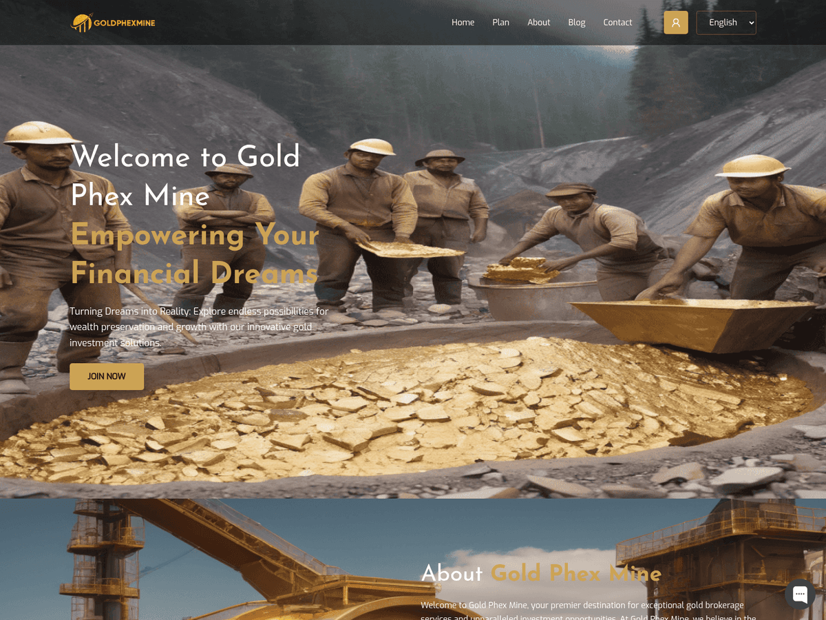 Screenshot der Webseite Goldenphexmine (goldenphexmine.live)