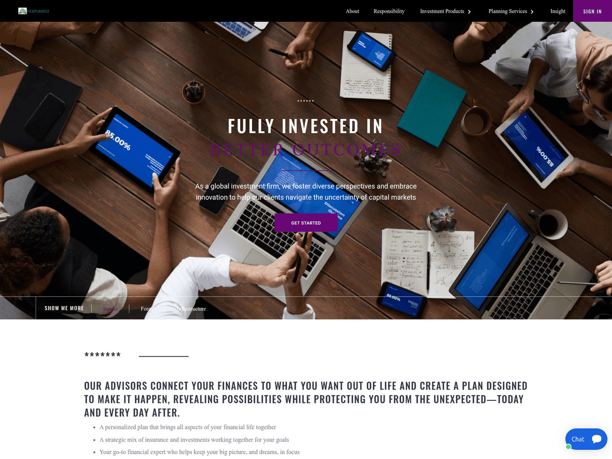 Screenshot der Webseite Fexfunded (fexfunded.com)