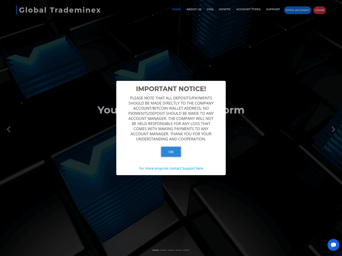 Screenshot von Globaltrademinex