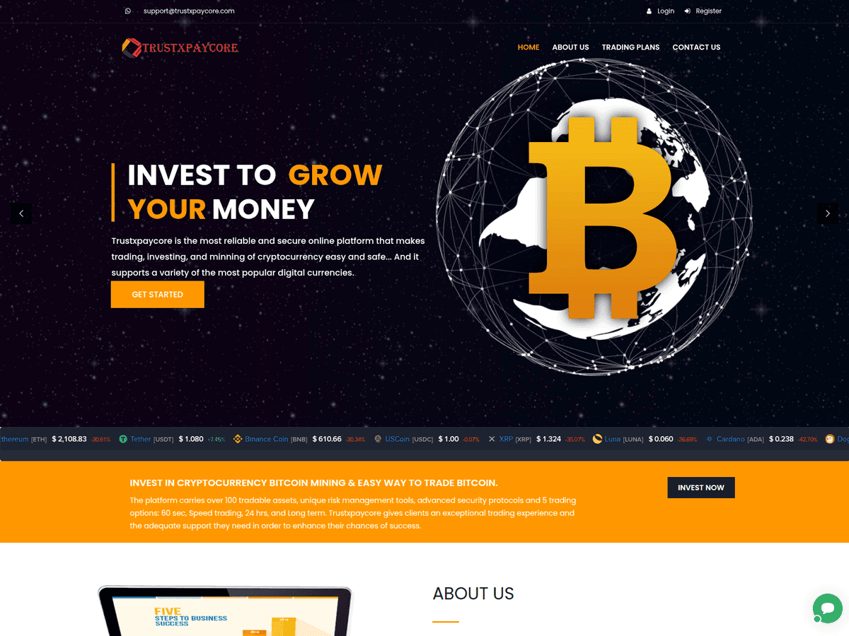 Screenshot von Trustxpaycore