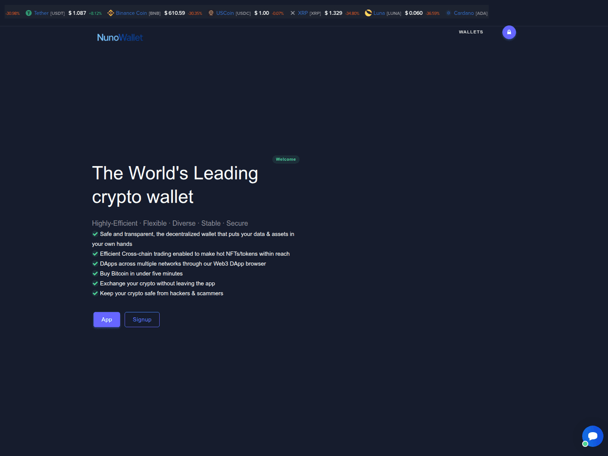 Screenshot von Nunowallet
