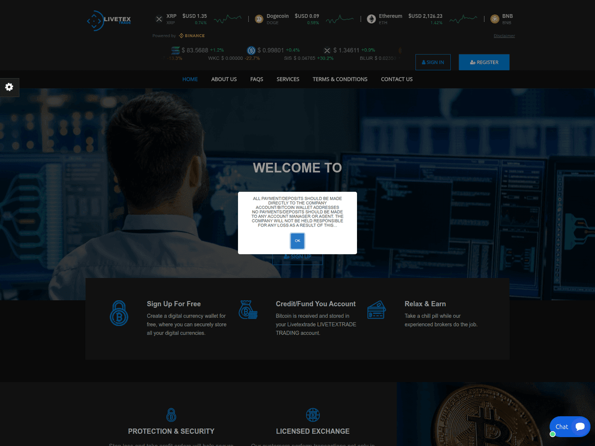 Screenshot von Livetextrade