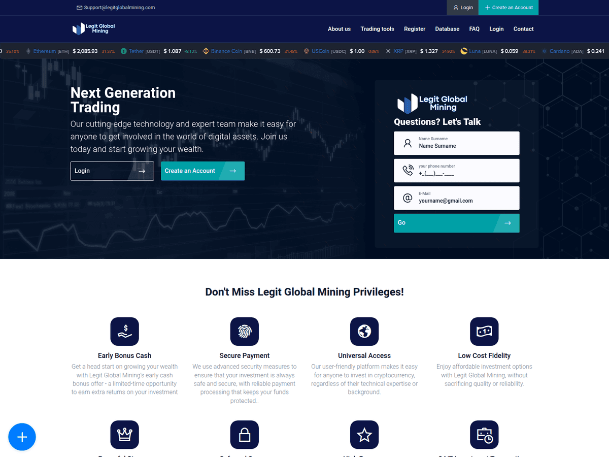 Screenshot von Legitglobalmining