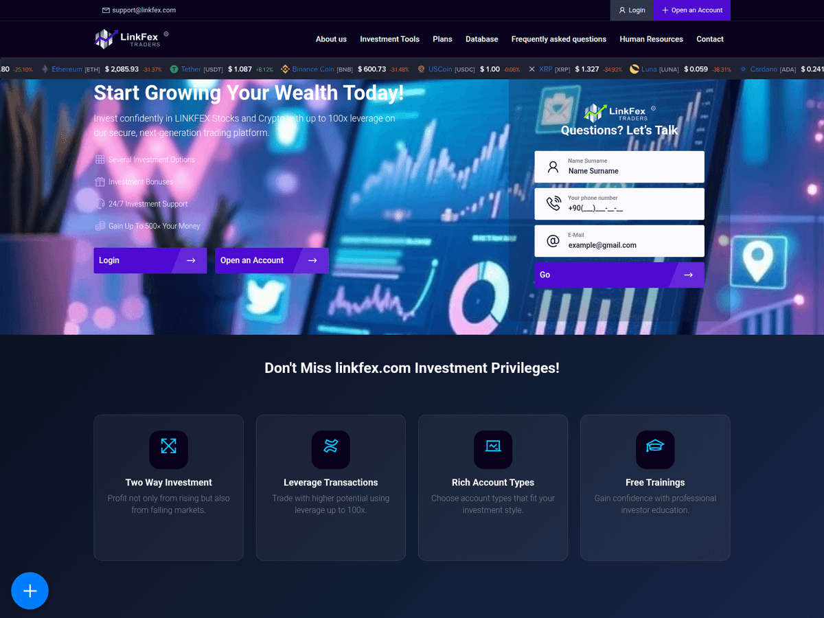 Screenshot von Linkfex