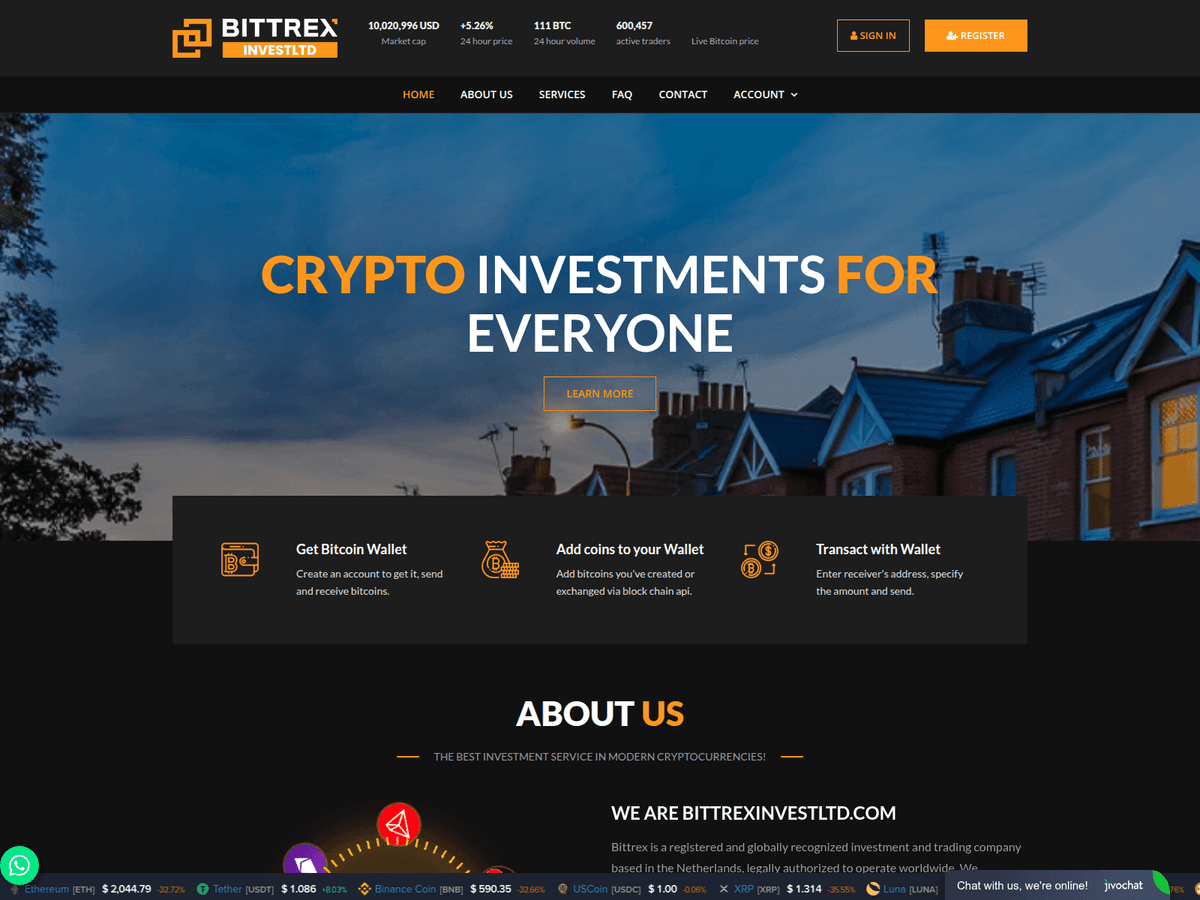 Screenshot von Bittrexinvestltd