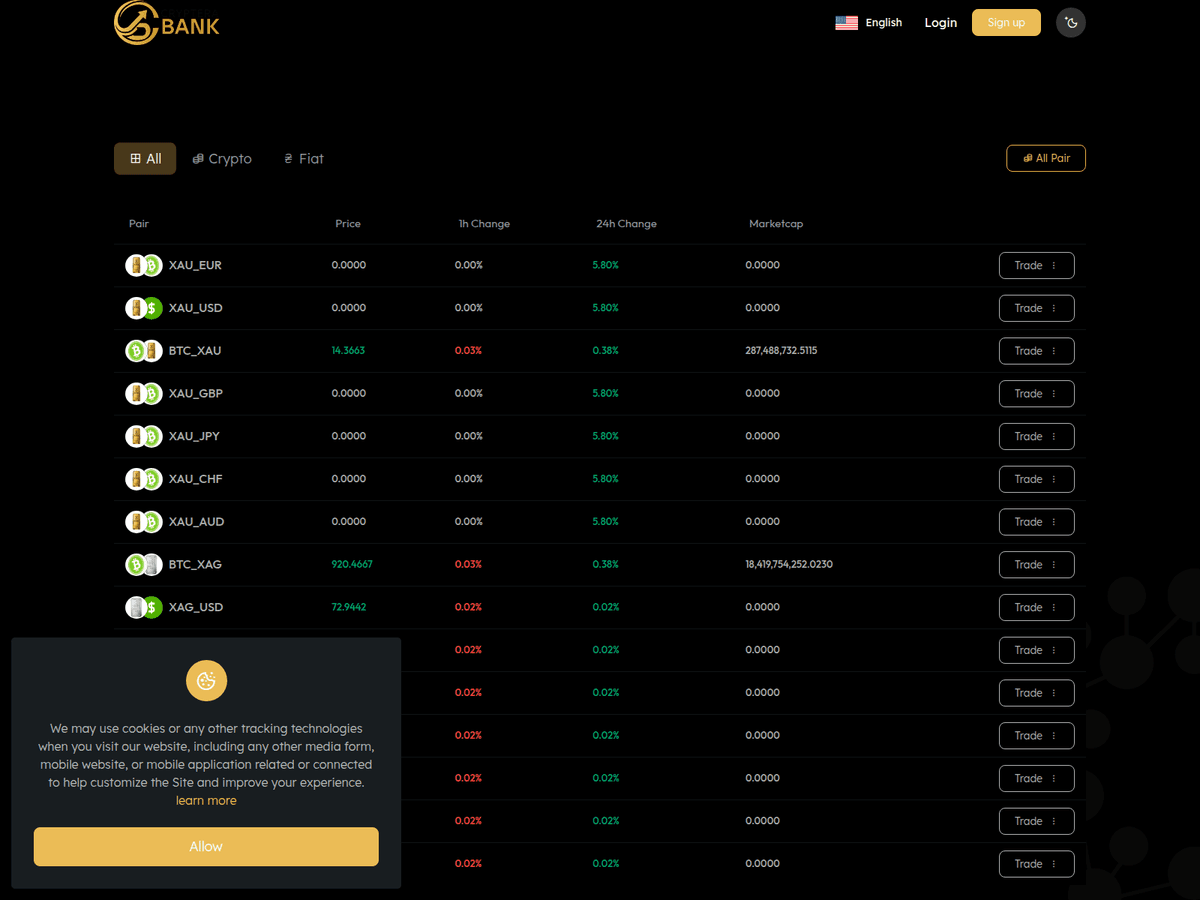 Screenshot der Webseite Crypterabank (crypterabank.com)