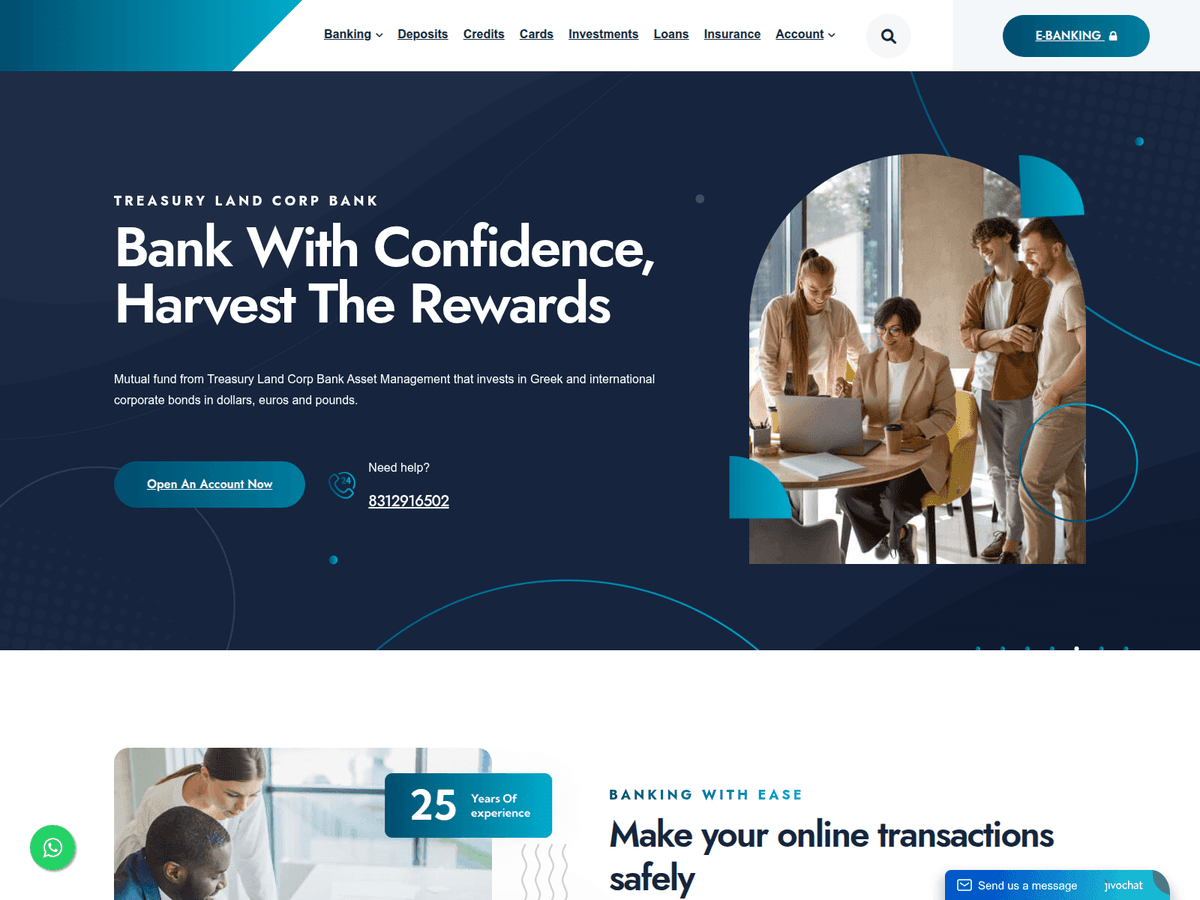 Screenshot von Treasurylandcorpbank