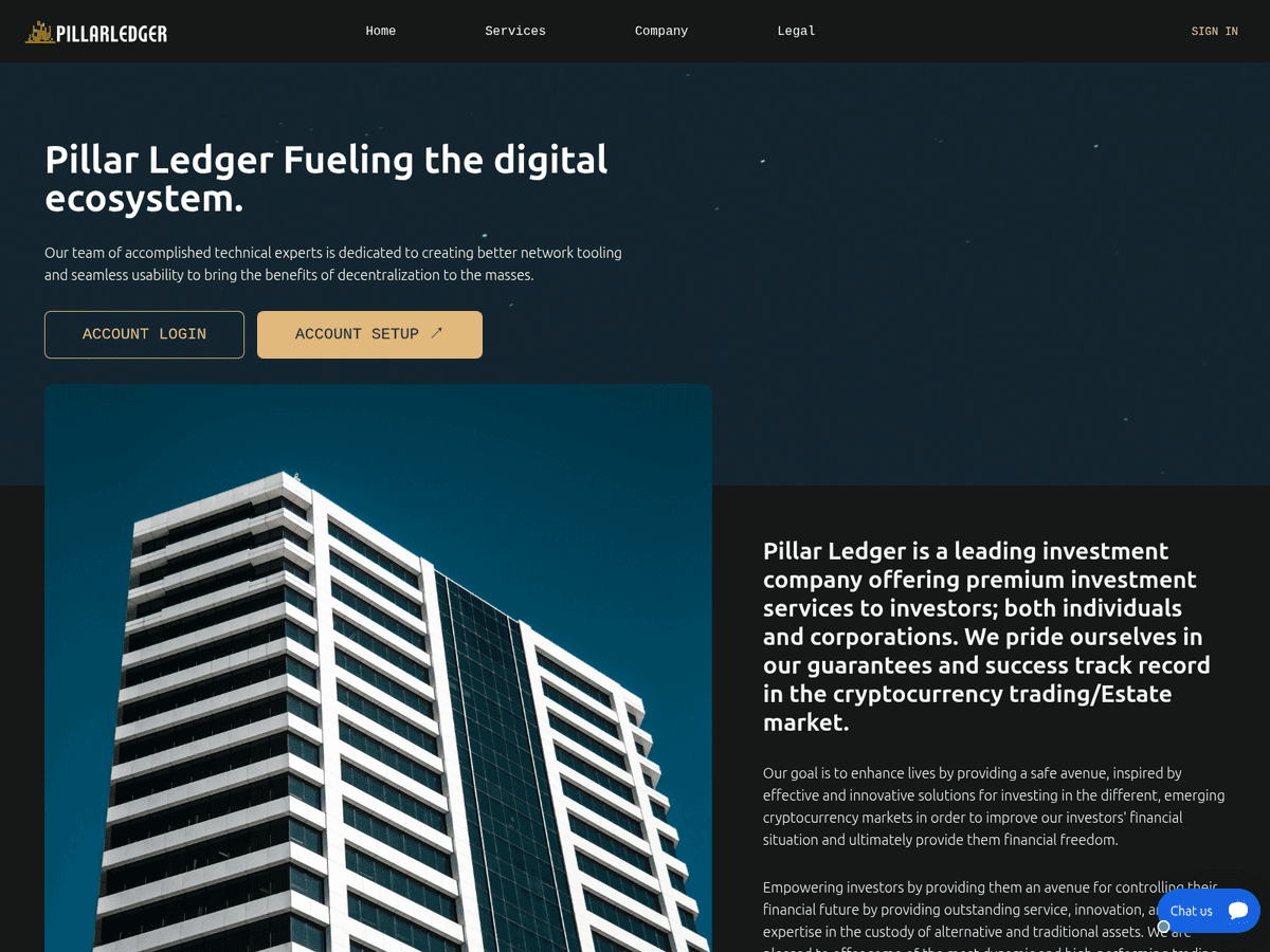 Screenshot von Pillarledger