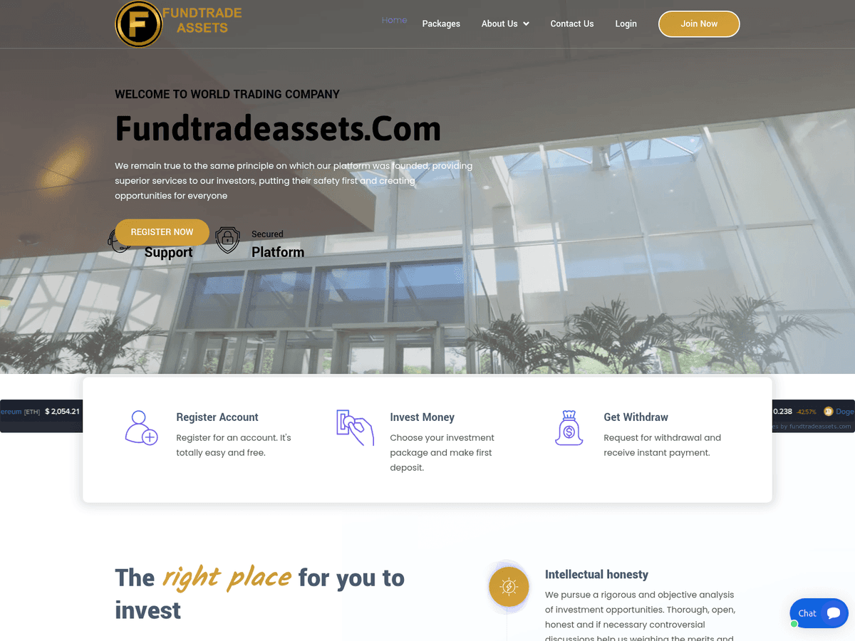 Screenshot von Fundtradeassets