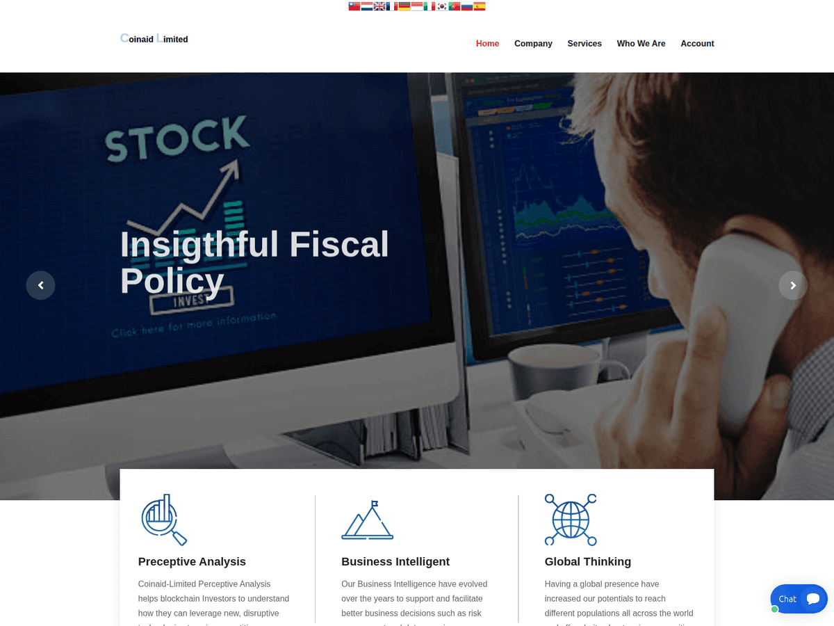 Screenshot von Coinaid