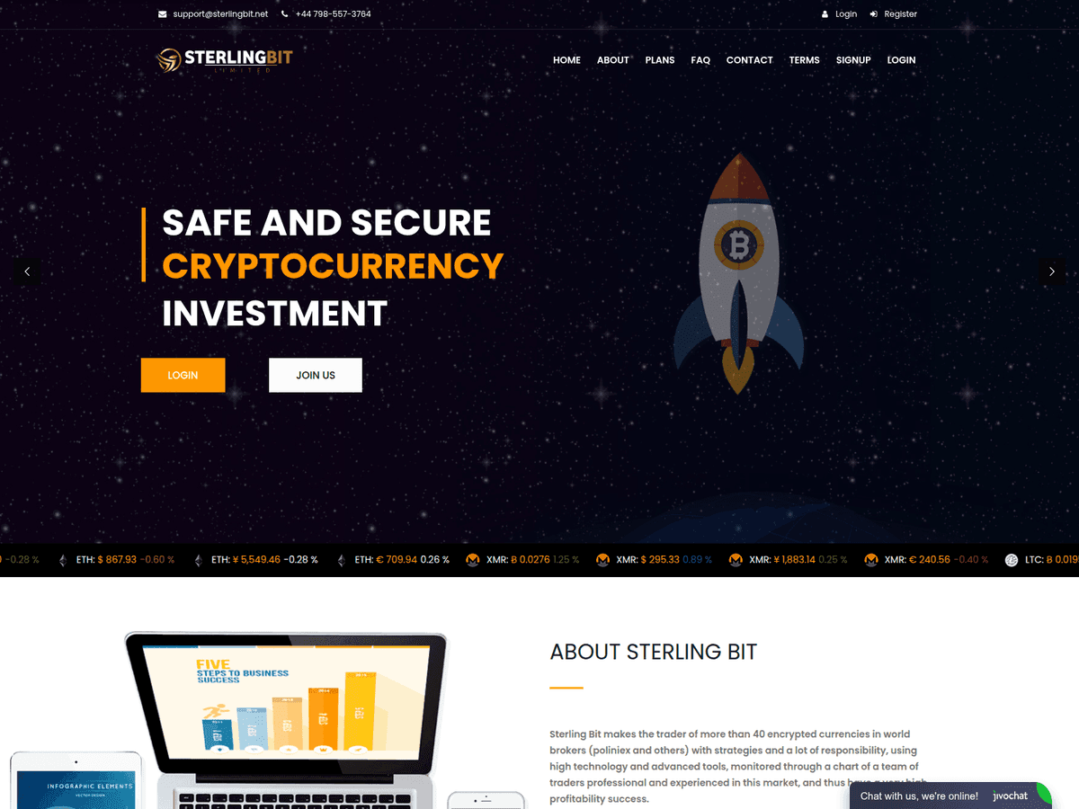 Screenshot der Webseite Sterlingbit (sterlingbit.net)
