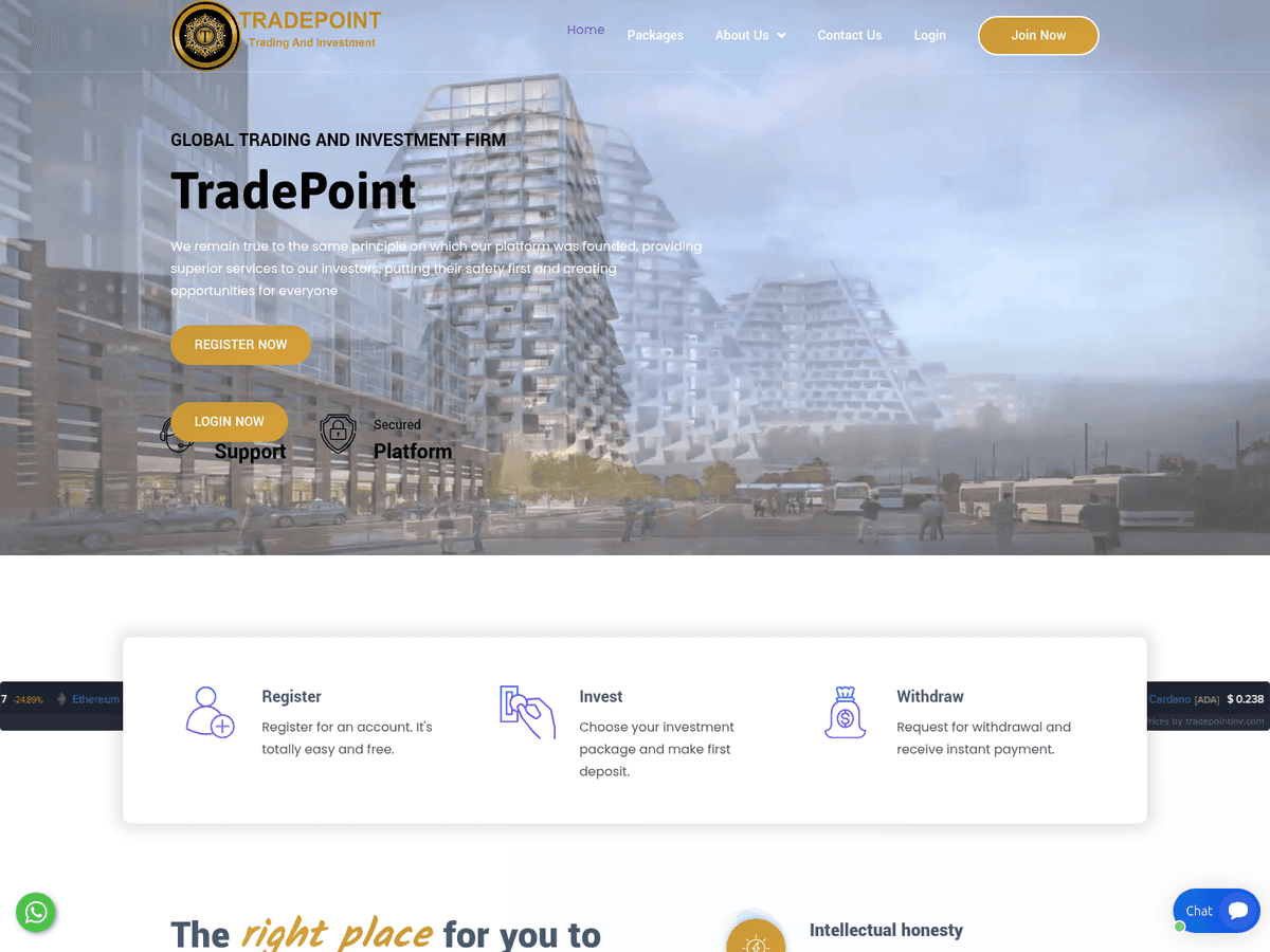 Screenshot von Tradepointinv