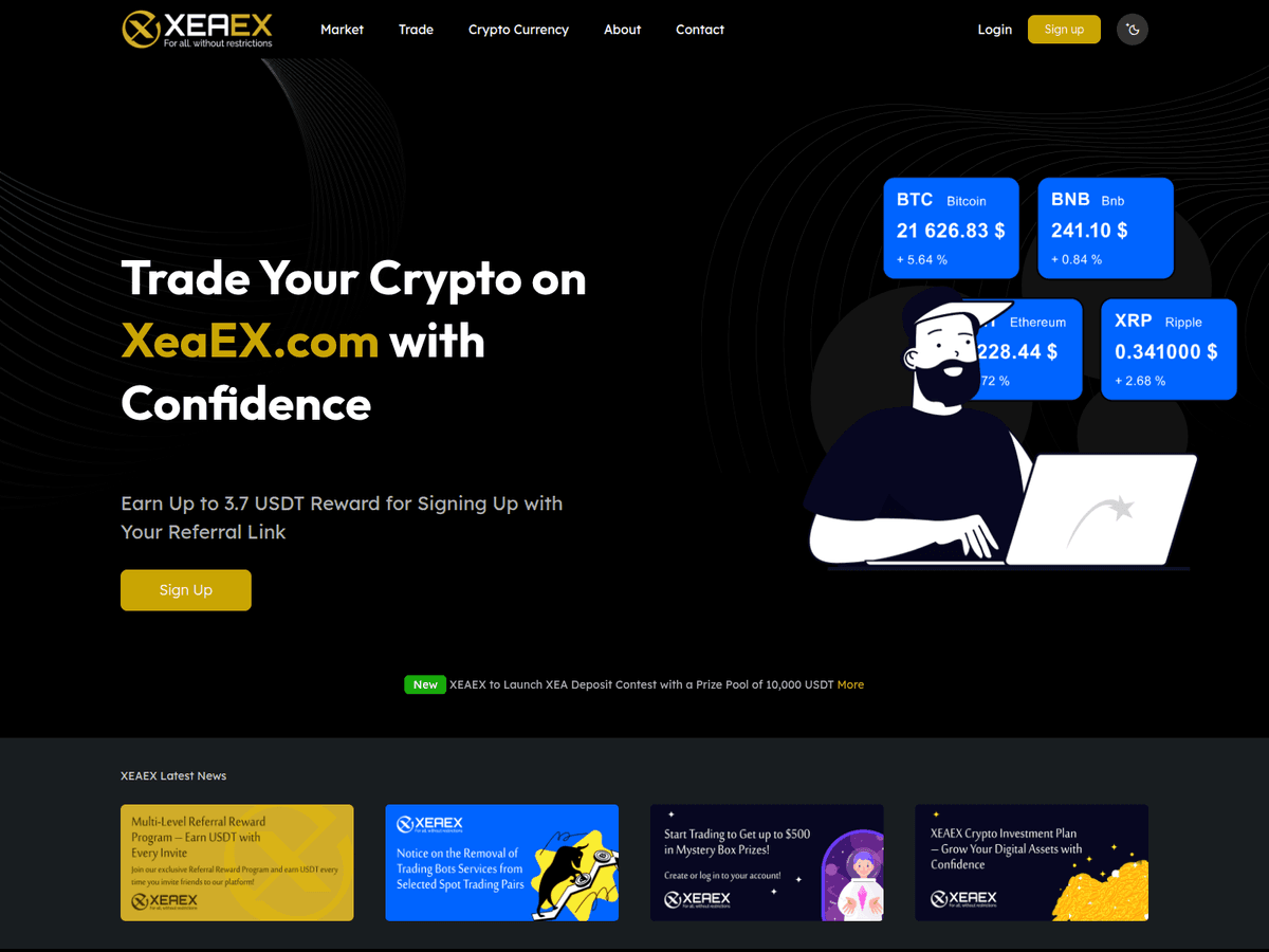 Screenshot der Webseite Xeaex (xeaex.com)