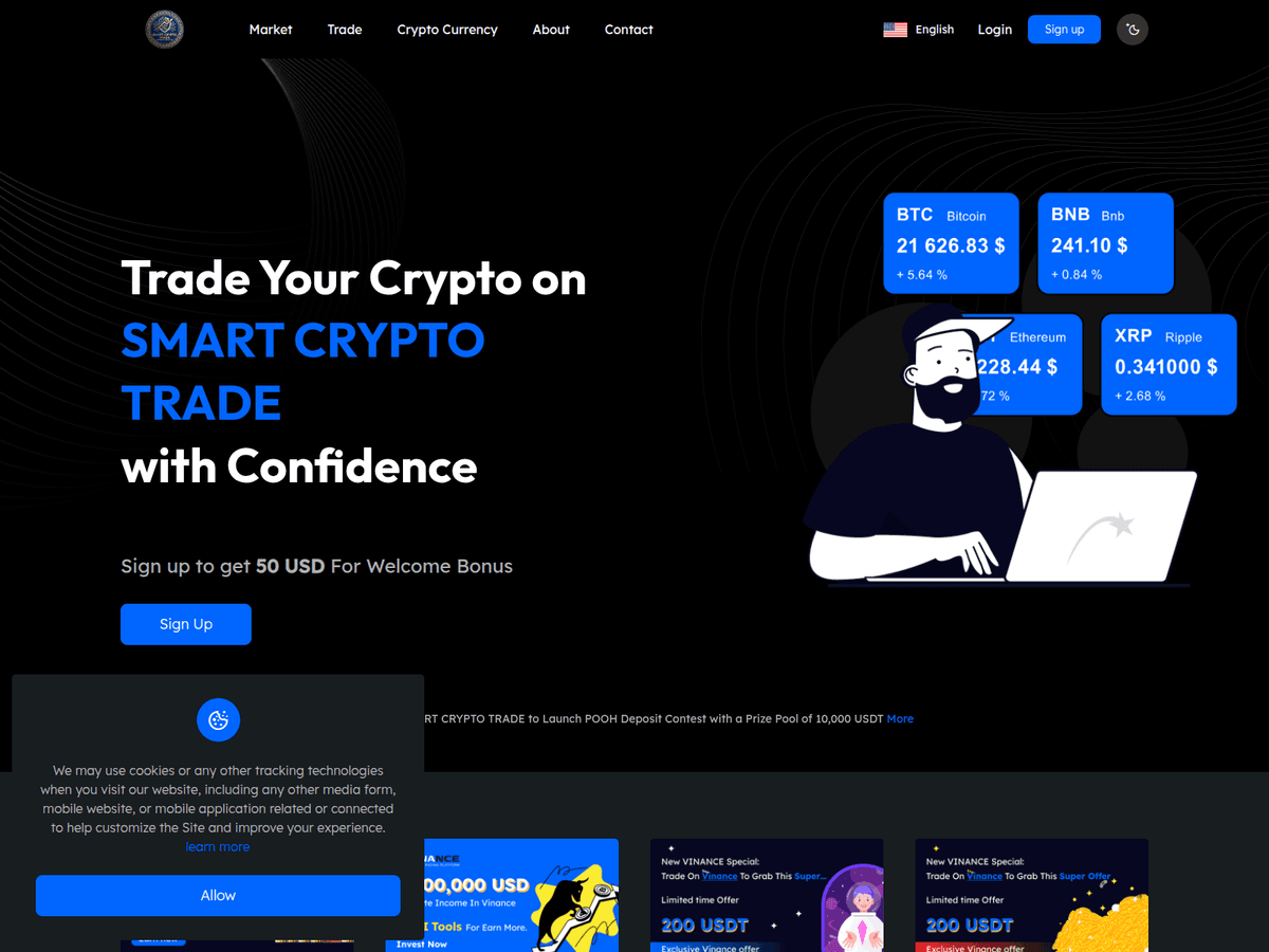 Screenshot der Webseite Smartcryptotrade (smartcryptotrade.com)