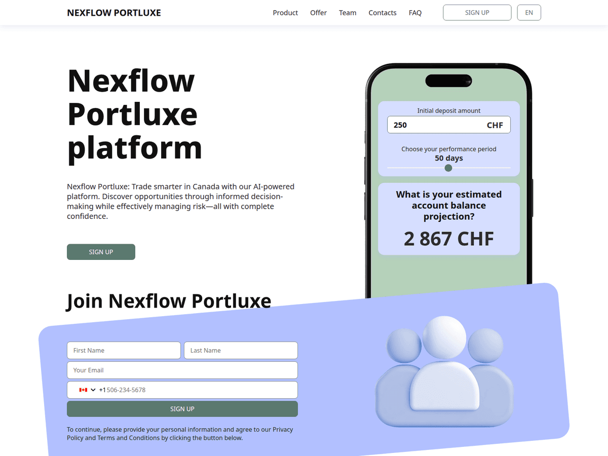 Screenshot von Nexflow Portluxe
