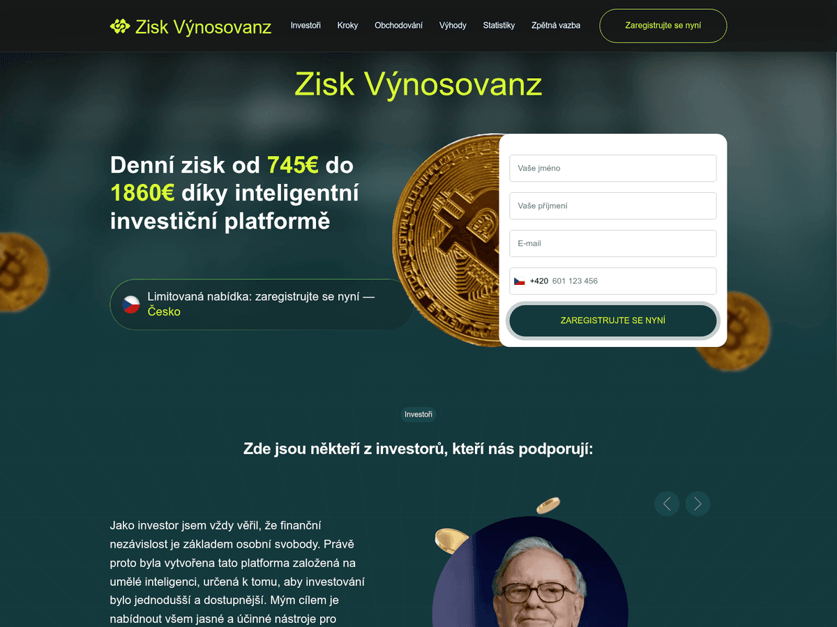 Screenshot der Webseite Zisk Vynosovanz (zisk-vynosovanz.org)