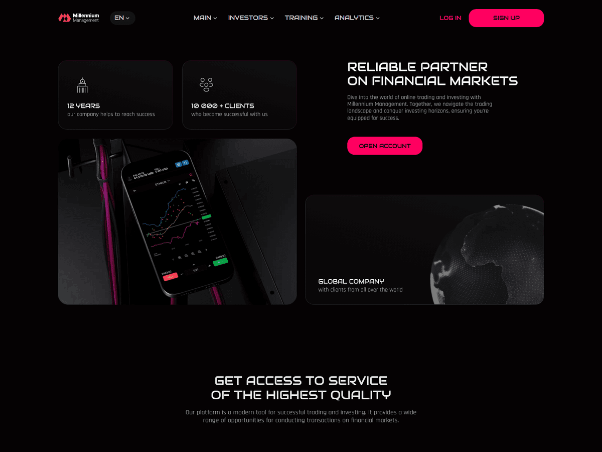 Screenshot der Webseite Millenniumltd (millenniumltd.net)