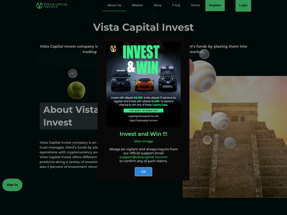 Screenshot von Vistacapital Inv