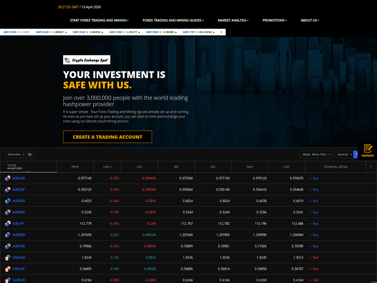 Screenshot von Cryptoexchangespot