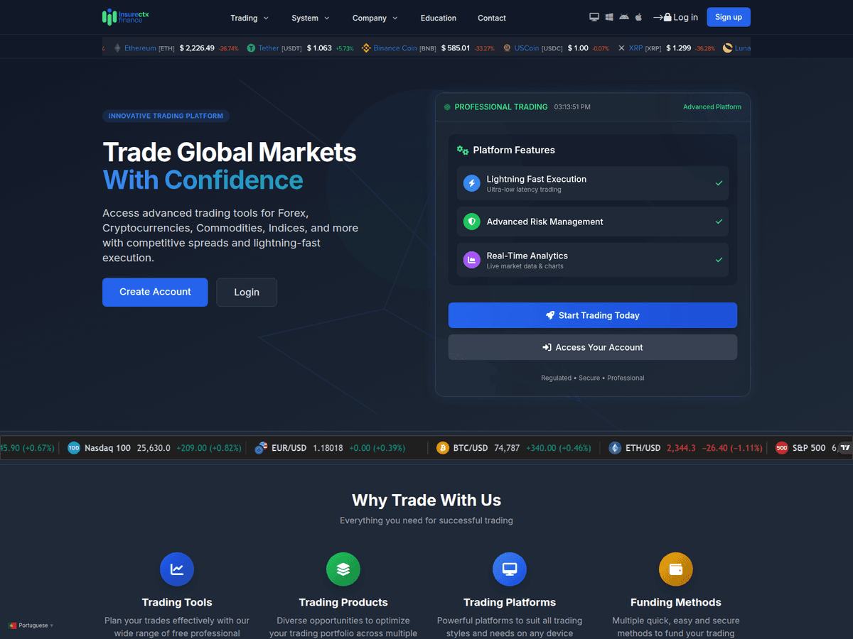 Screenshot von Insurectxfinance