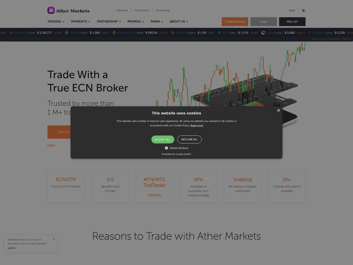 Screenshot von Athermarkets