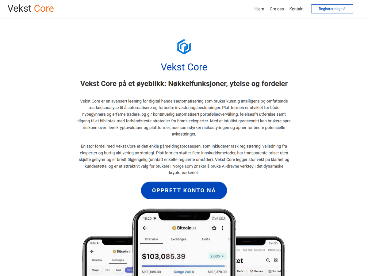 Screenshot von Vekstcore Ai