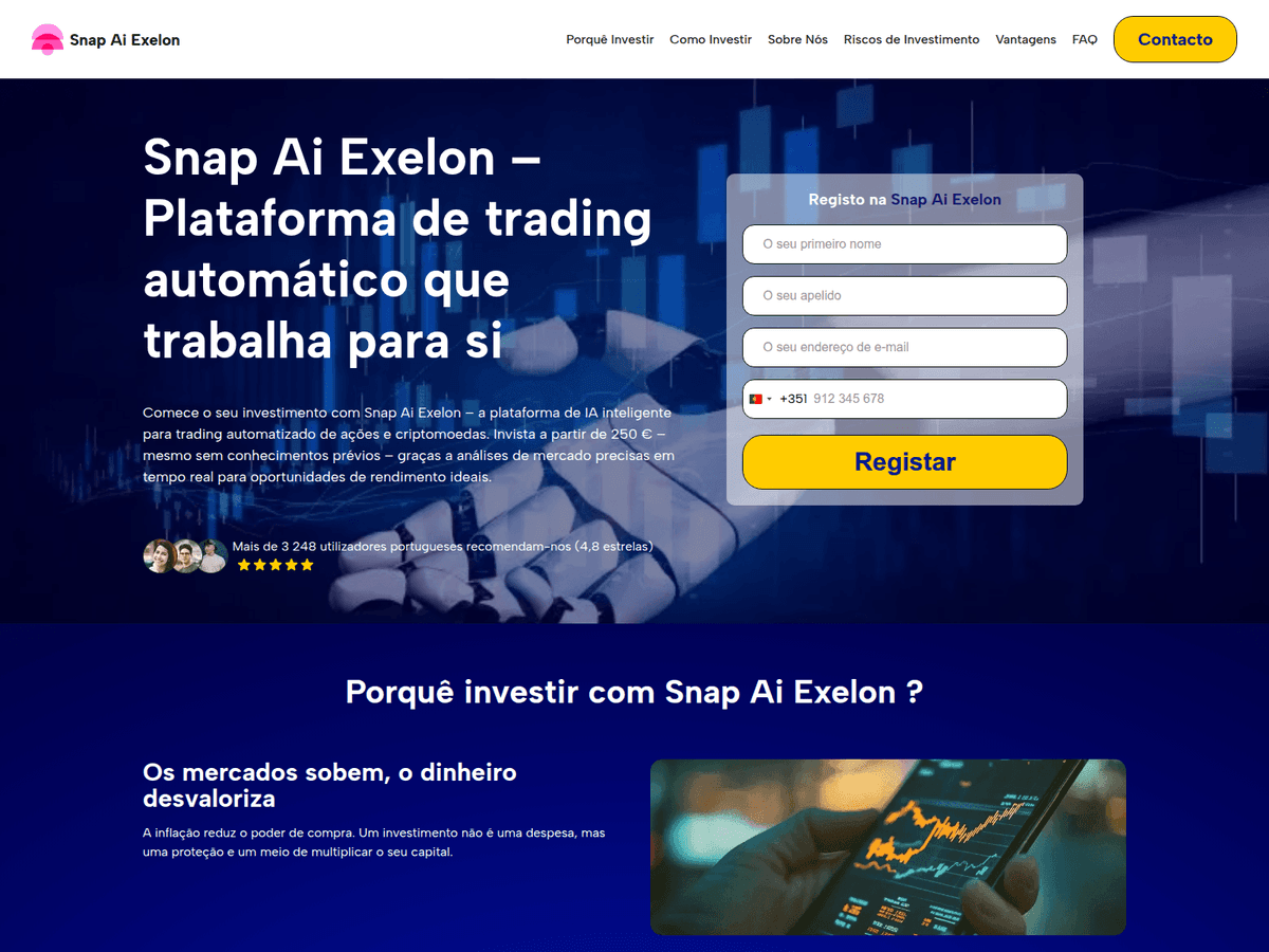 Screenshot der Webseite Snapaiexelon (snapaiexelon.net)
