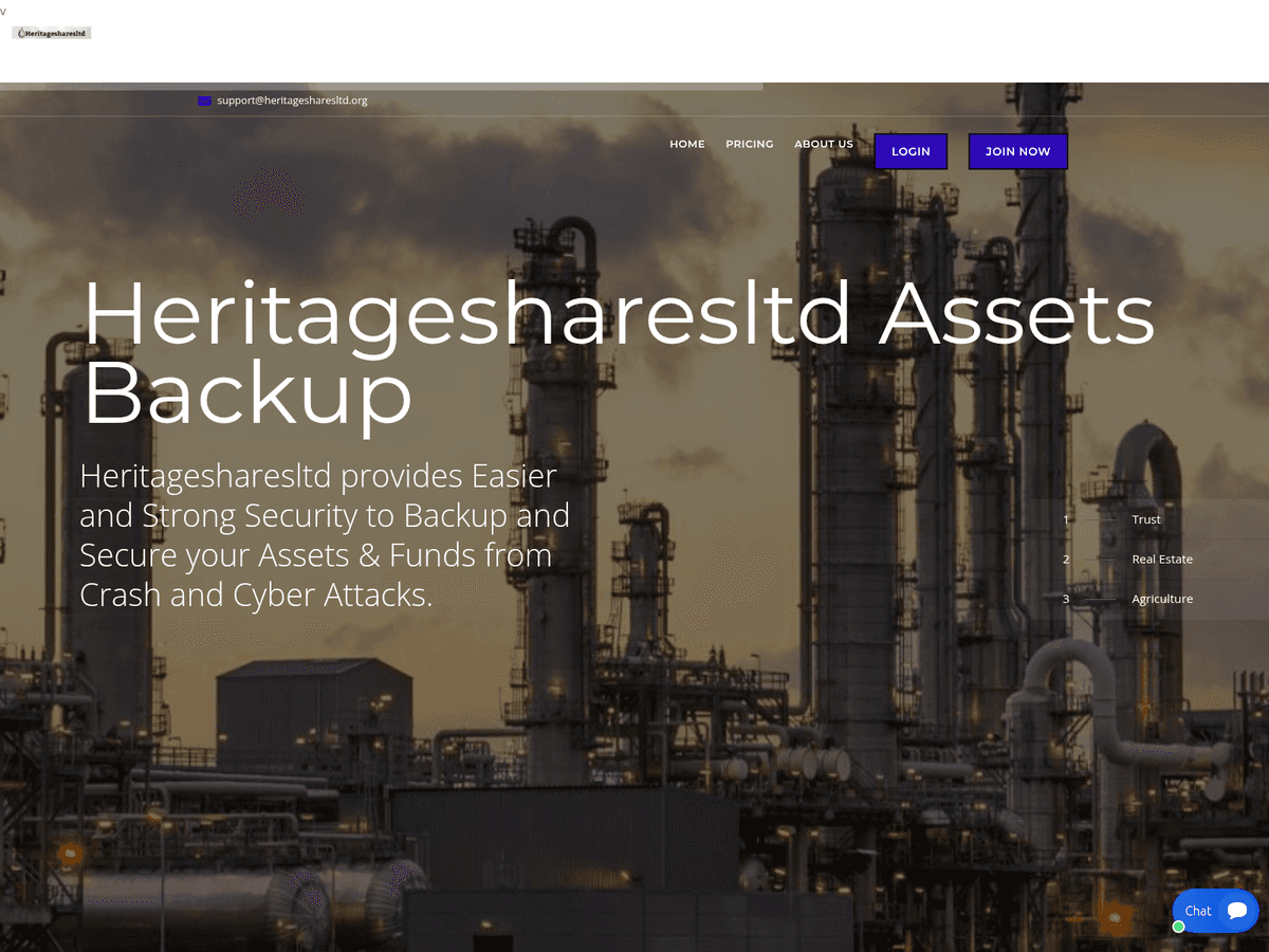 Screenshot der Webseite Heritagesharesltd (heritagesharesltd.org)