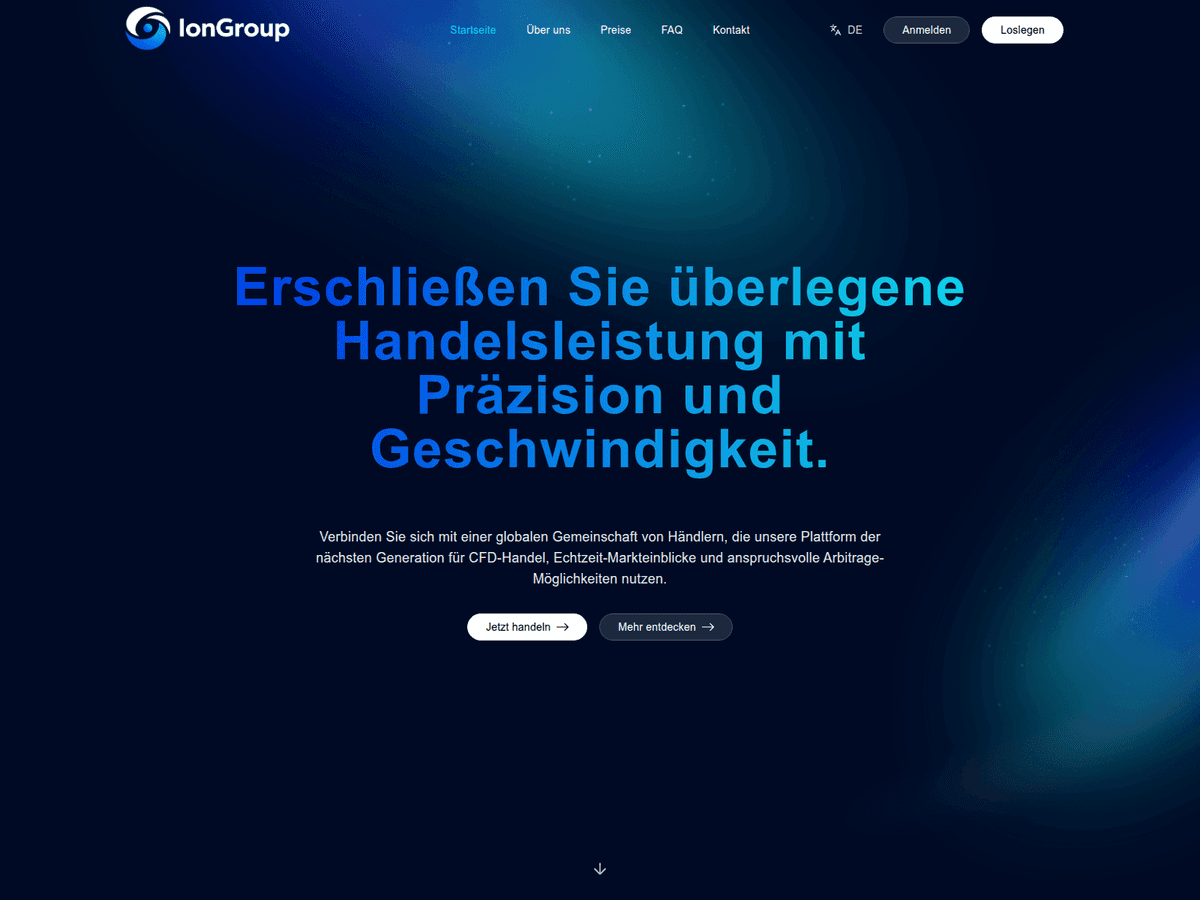 Screenshot der Webseite Iongroups (iongroups.ai)