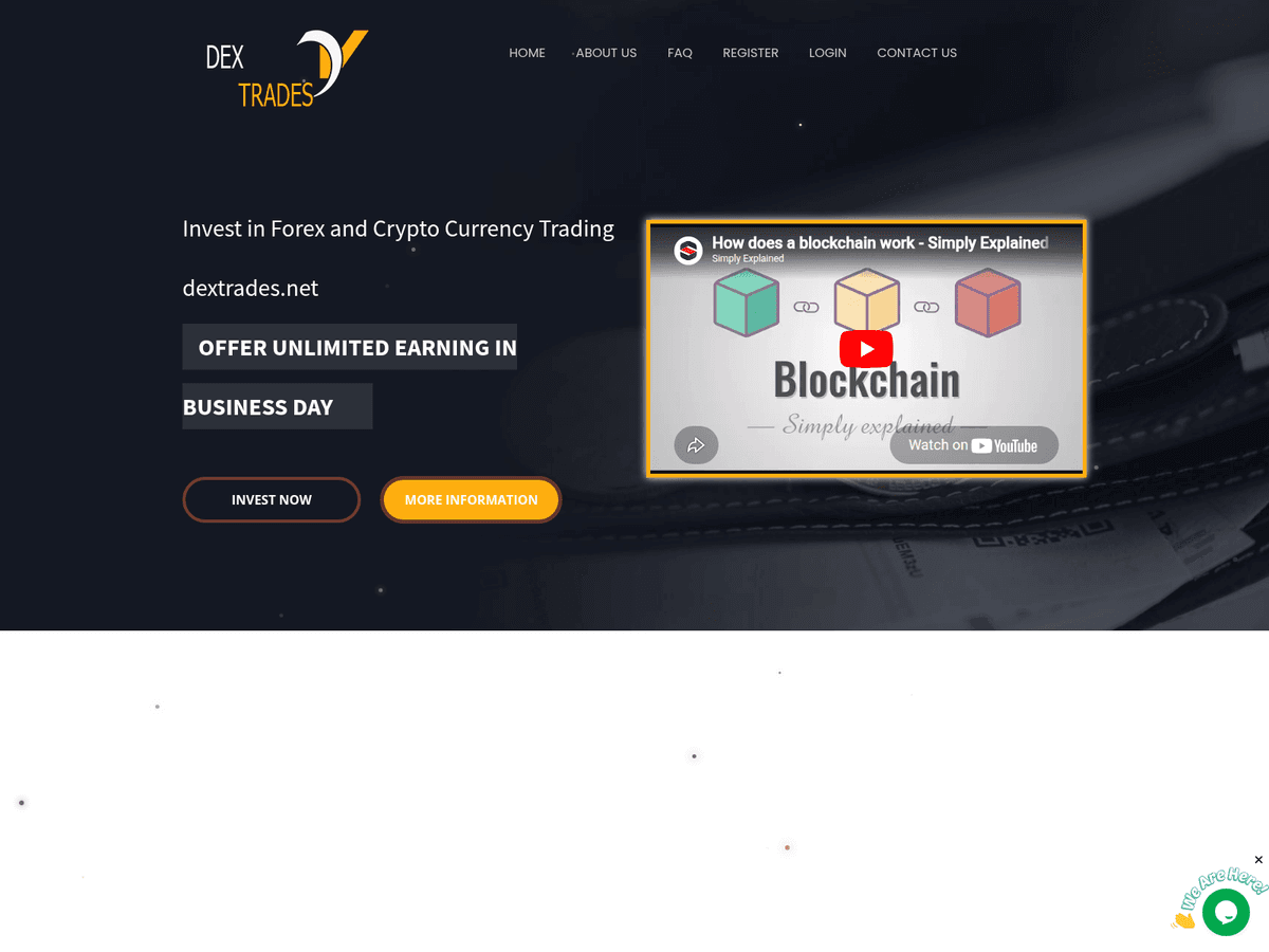 Screenshot der Webseite Dextrades (dextrades.net)