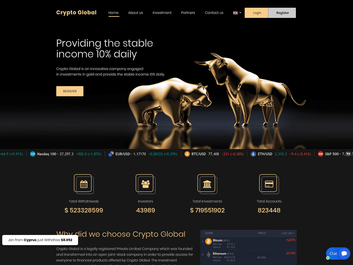 Screenshot von Cryptoglobalplatform