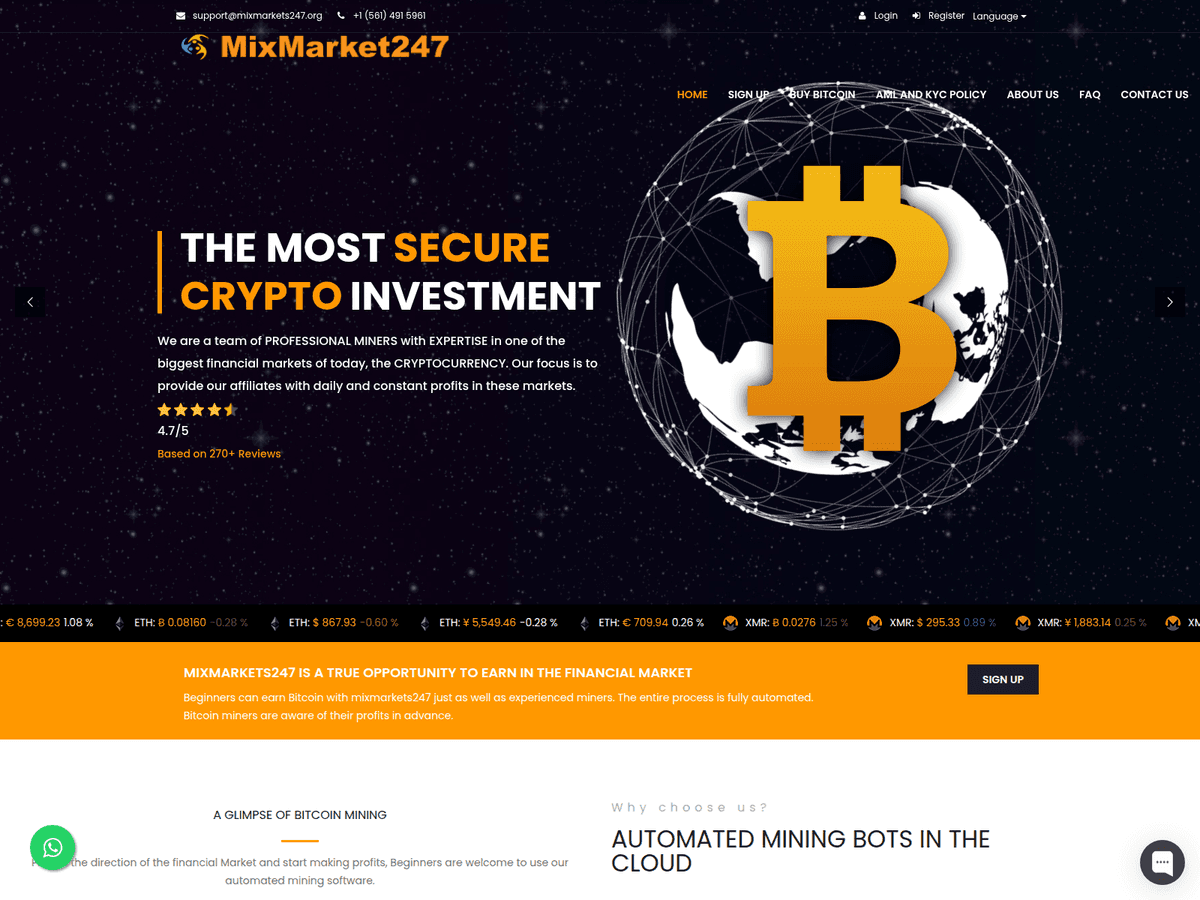 Screenshot der Webseite Mixmarkets247 (mixmarkets247.org)