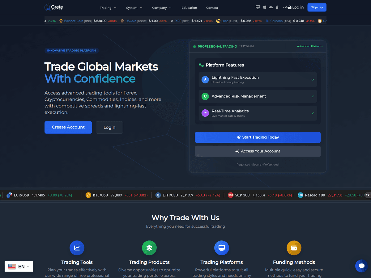 Screenshot von Cretetrades