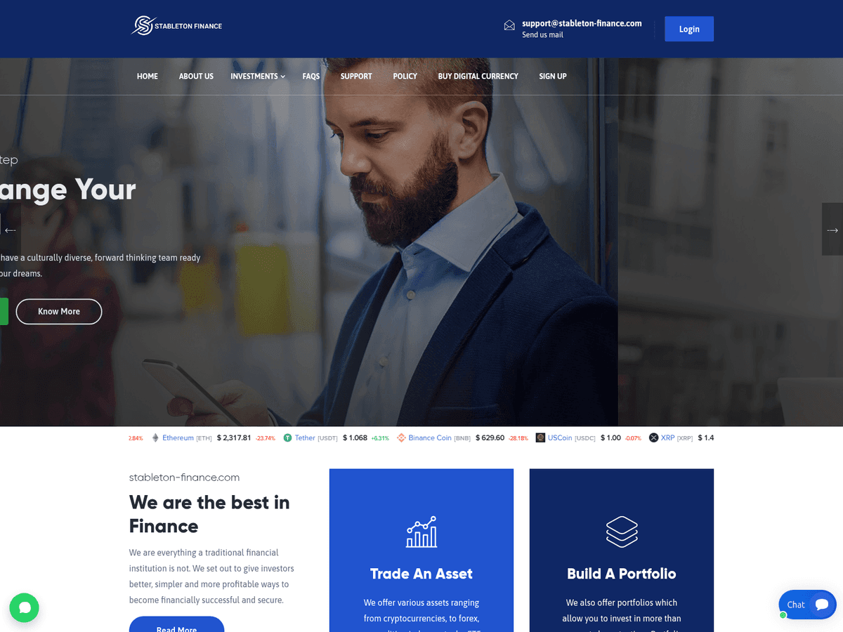Screenshot von Stableton Finance