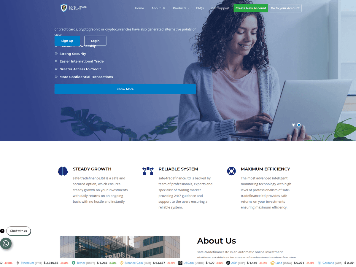 Screenshot von Safe Tradefinance