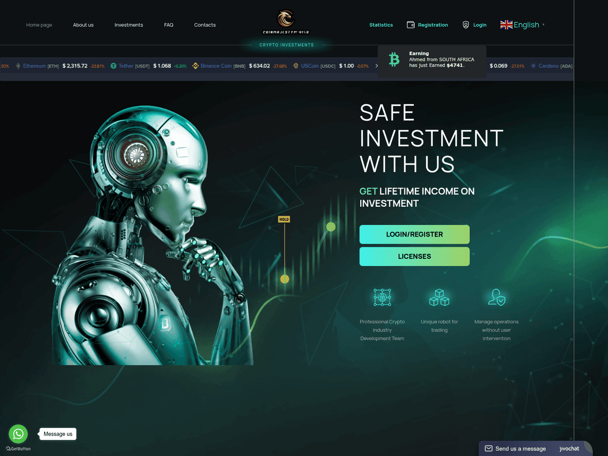 Screenshot von Coinmajesty Miningforum