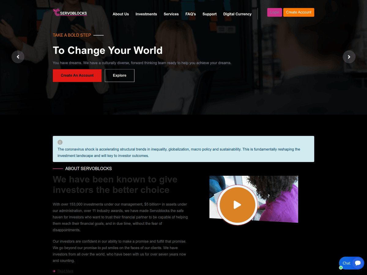 Screenshot der Webseite Servoblocks (servoblocks.org)