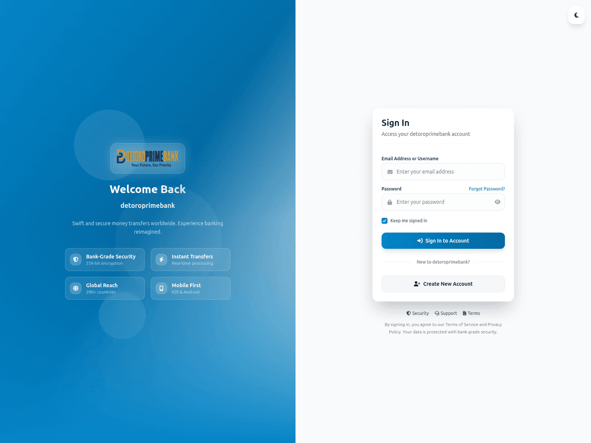 Screenshot von Detoroprimebank