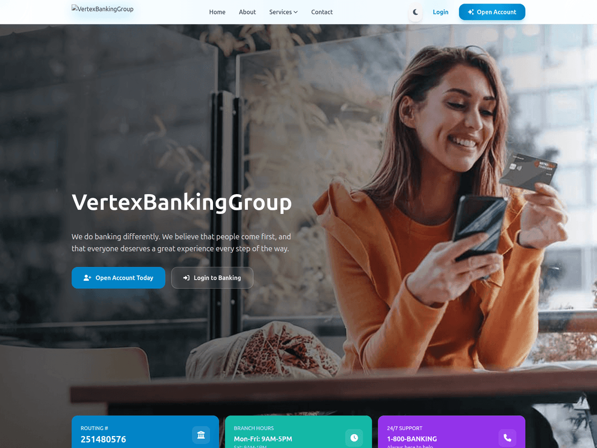 Screenshot von Vertexbankingroup