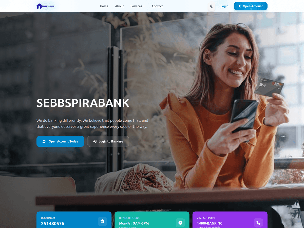 Screenshot der Webseite Sebbspirabank (mail.sebbspirabank.net)