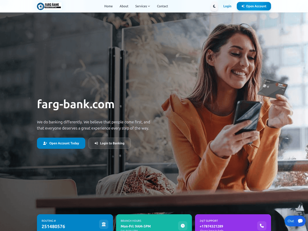 Screenshot von Farg Bank