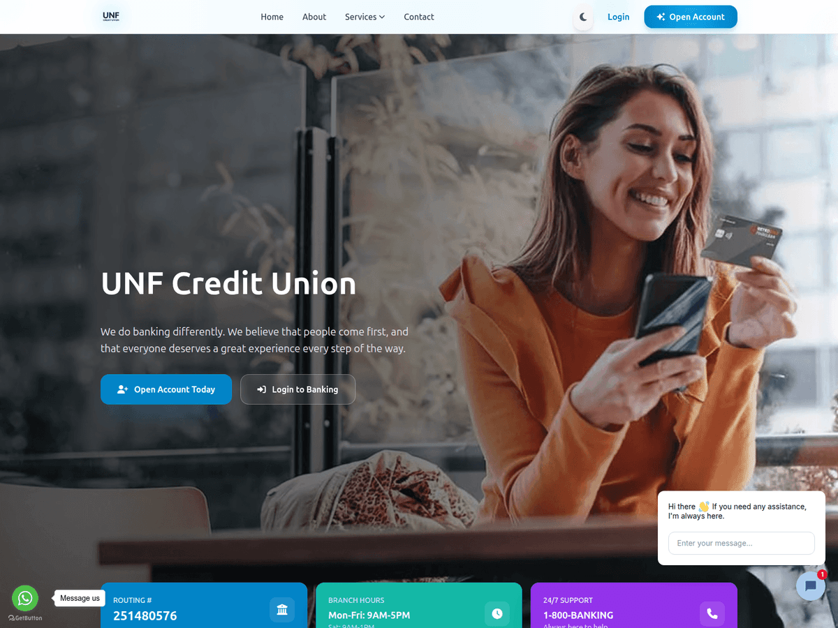 Screenshot der Webseite Unfcreditunion (unfcreditunion.org)