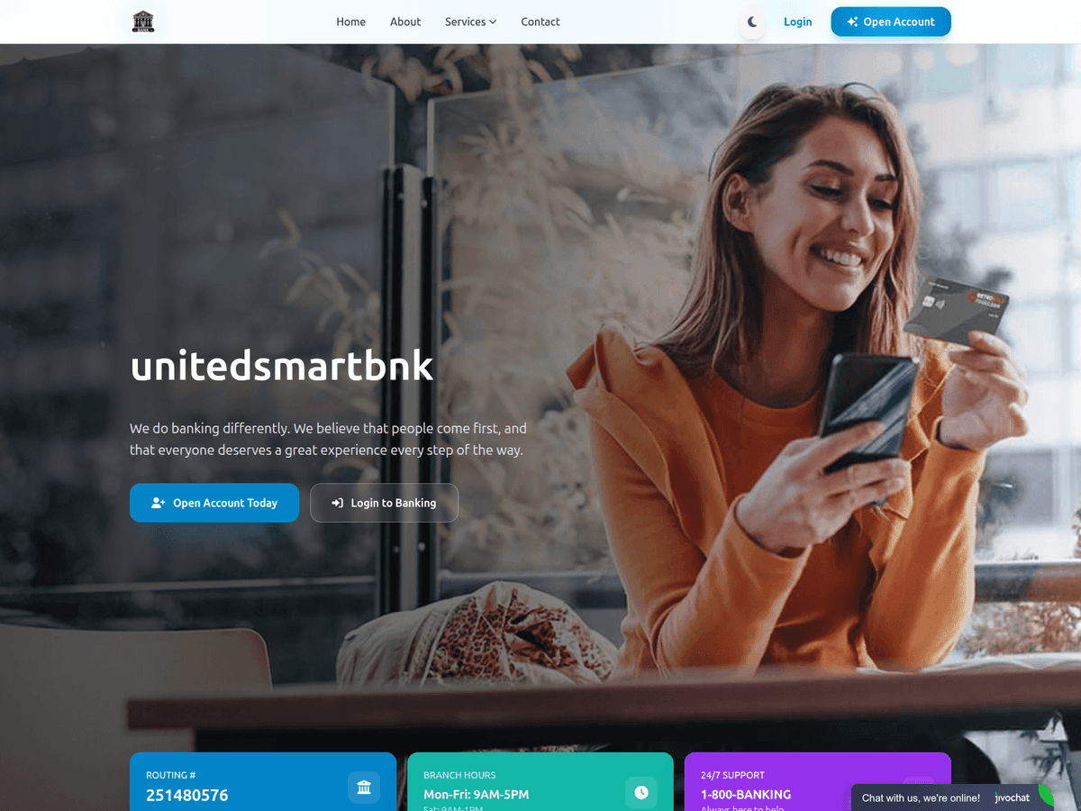 Screenshot der Webseite Unitedsmartbnk (unitedsmartbnk.org)