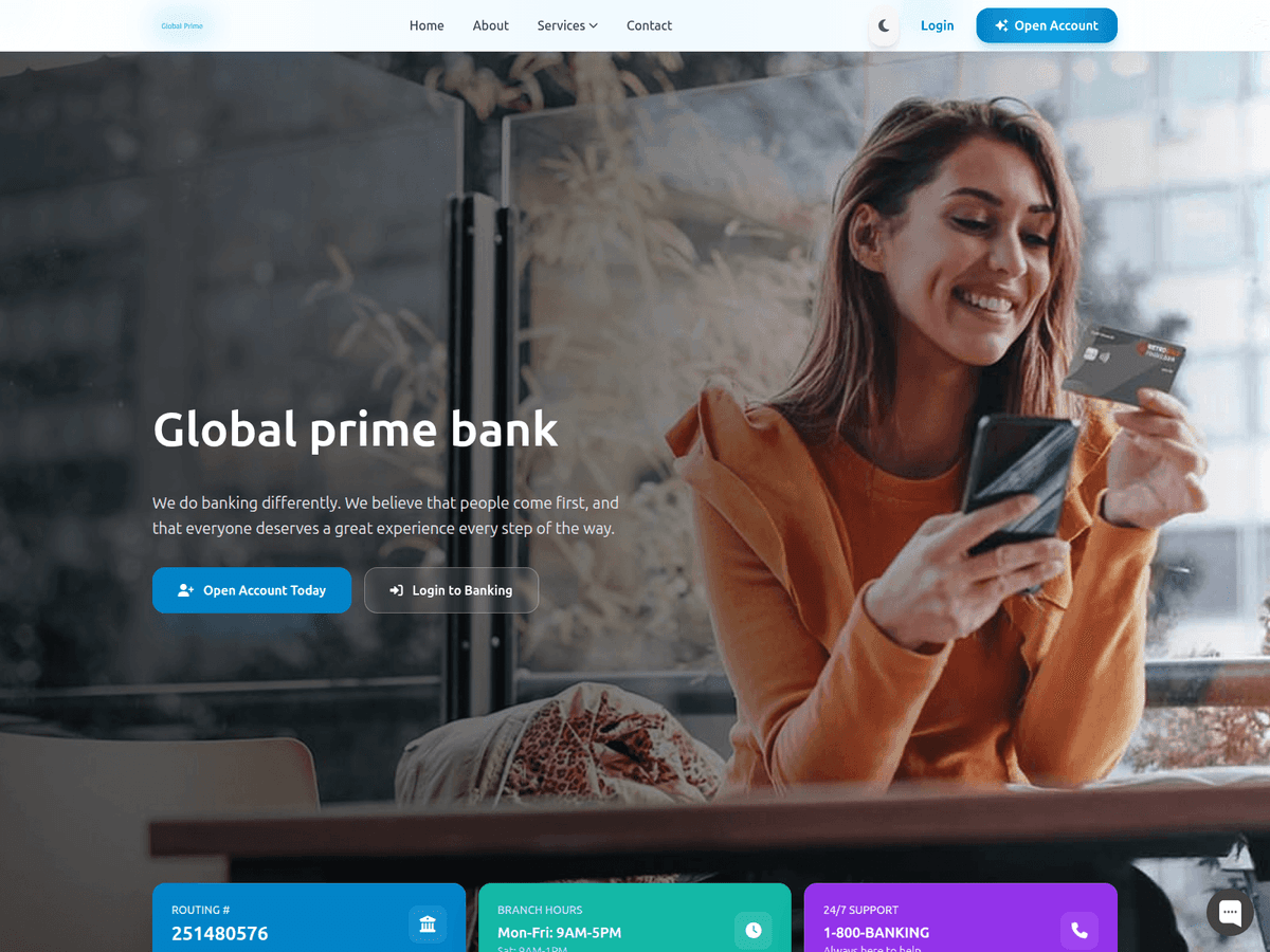 Screenshot von Globalprimebank