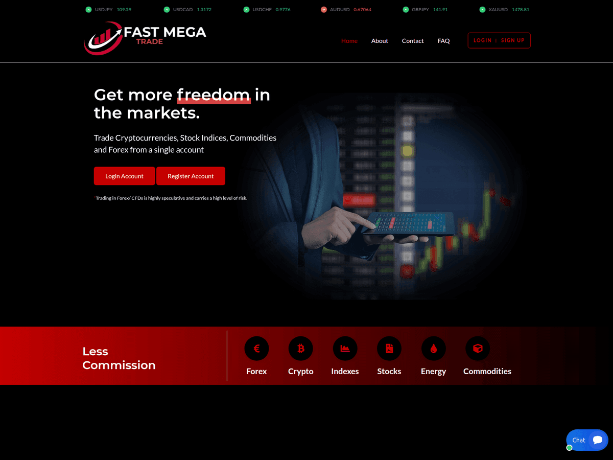 Screenshot der Webseite Fastmegatrade (fastmegatrade.live)