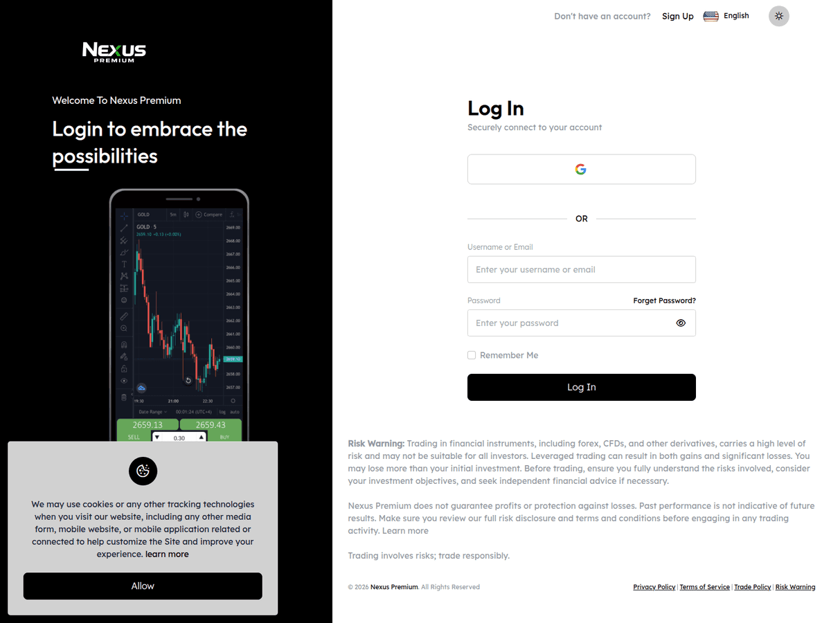 Screenshot der Webseite Nexuspremiumltd (nexuspremiumltd.com)