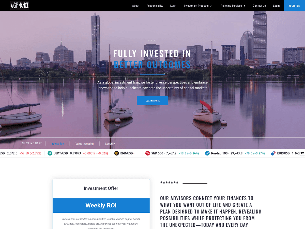 Screenshot der Webseite Agfinancegroup (agfinancegroup.com)