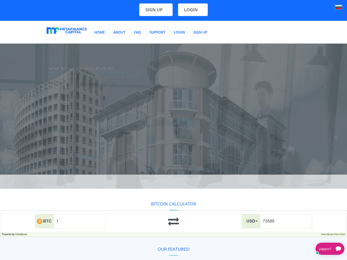 Screenshot der Webseite Metafinance Capital (metafinance-capital.com)
