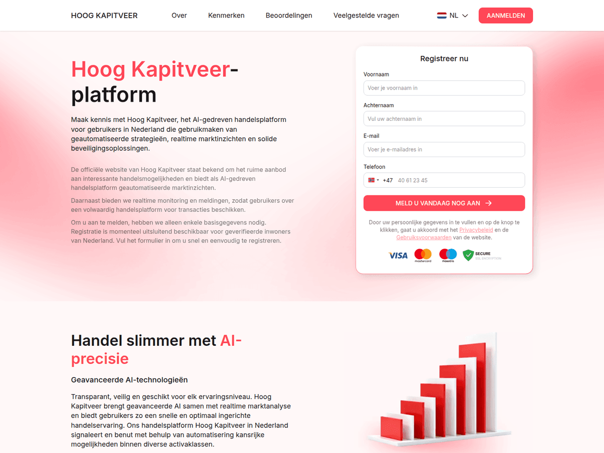 Screenshot der Webseite Hoog Kapitveer (hoog-kapitveer.com)